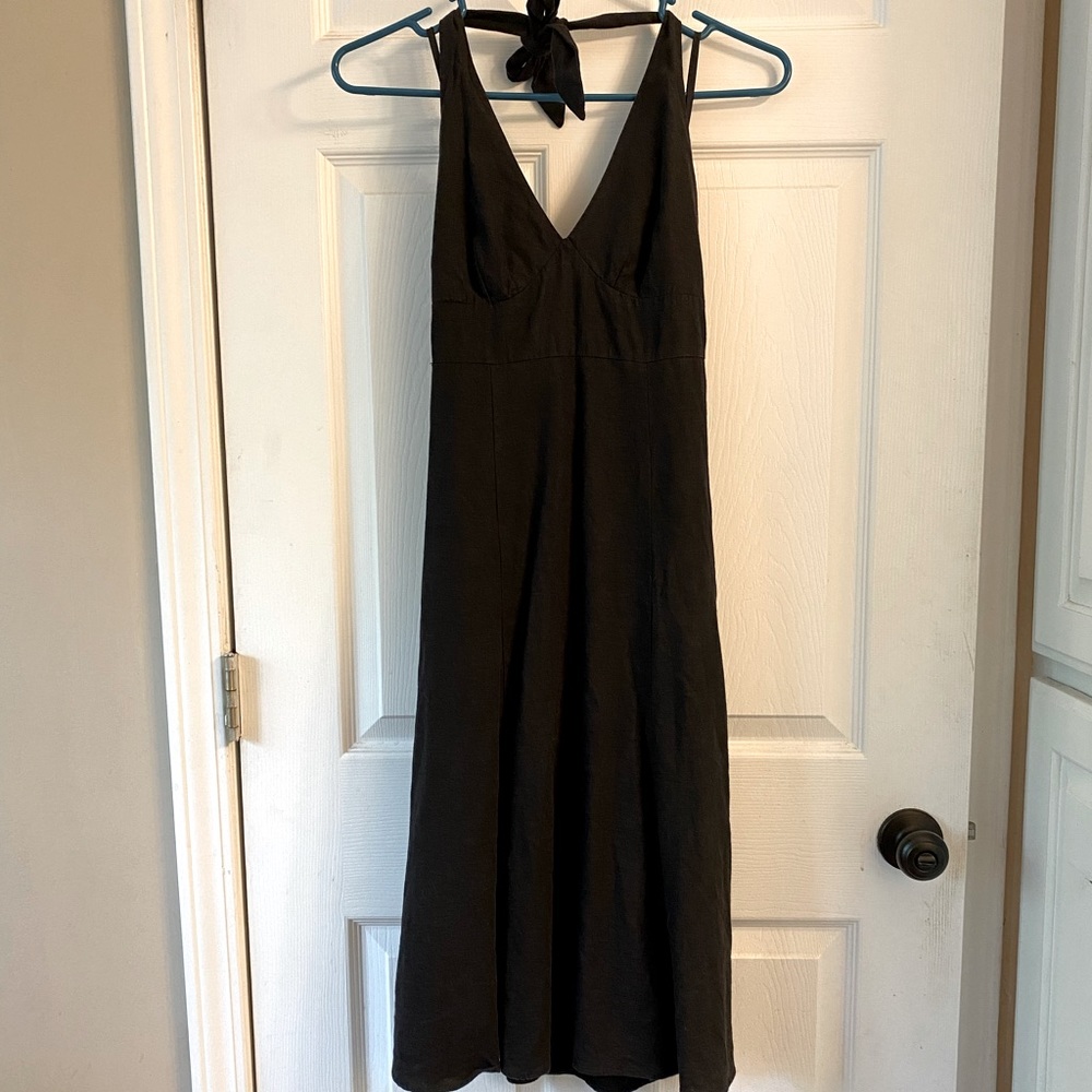 H&M Black Linen Halter Dress Sz 4 Runs small!